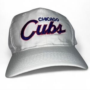 Chicago Cubs Vintage Sports Specialties Script Snapback TWILL White Cap Hat 90s